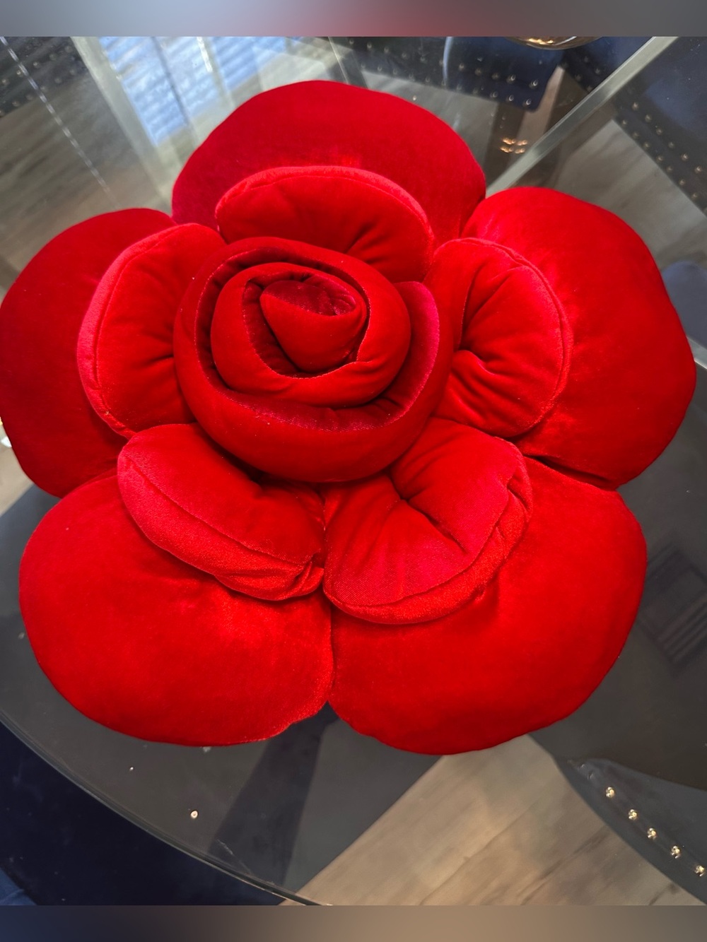 Red Velvet Rose Decorative Pillow - Brand Unspecified